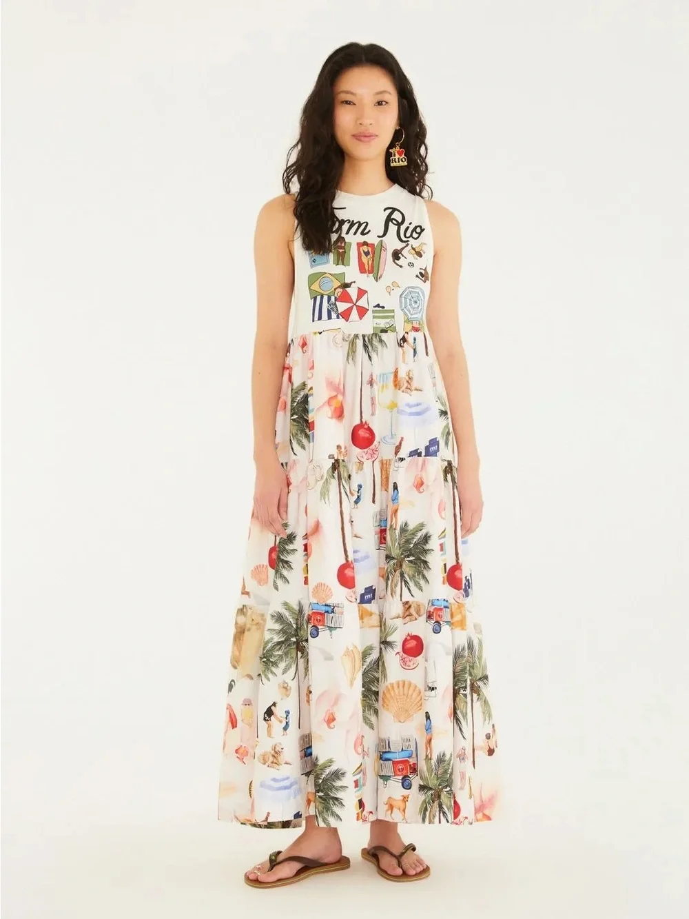 FARM Rio Praia Carioca Tropical Midi Dress NWT - Picture 2 of 4
